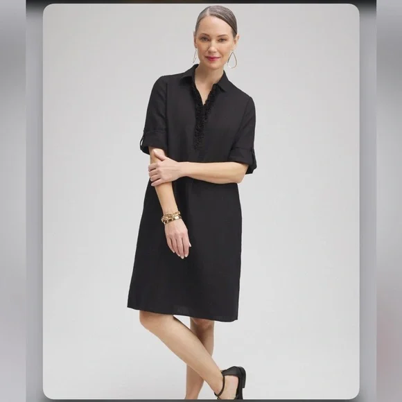 Chico’s Linen 3D Floral Dress - Picture 2 of 16